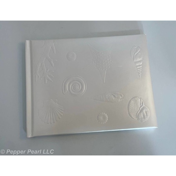 Guest Book Customize Pearl White Seashell Design Hard Cover Inserts Included - Picture 2 of 4